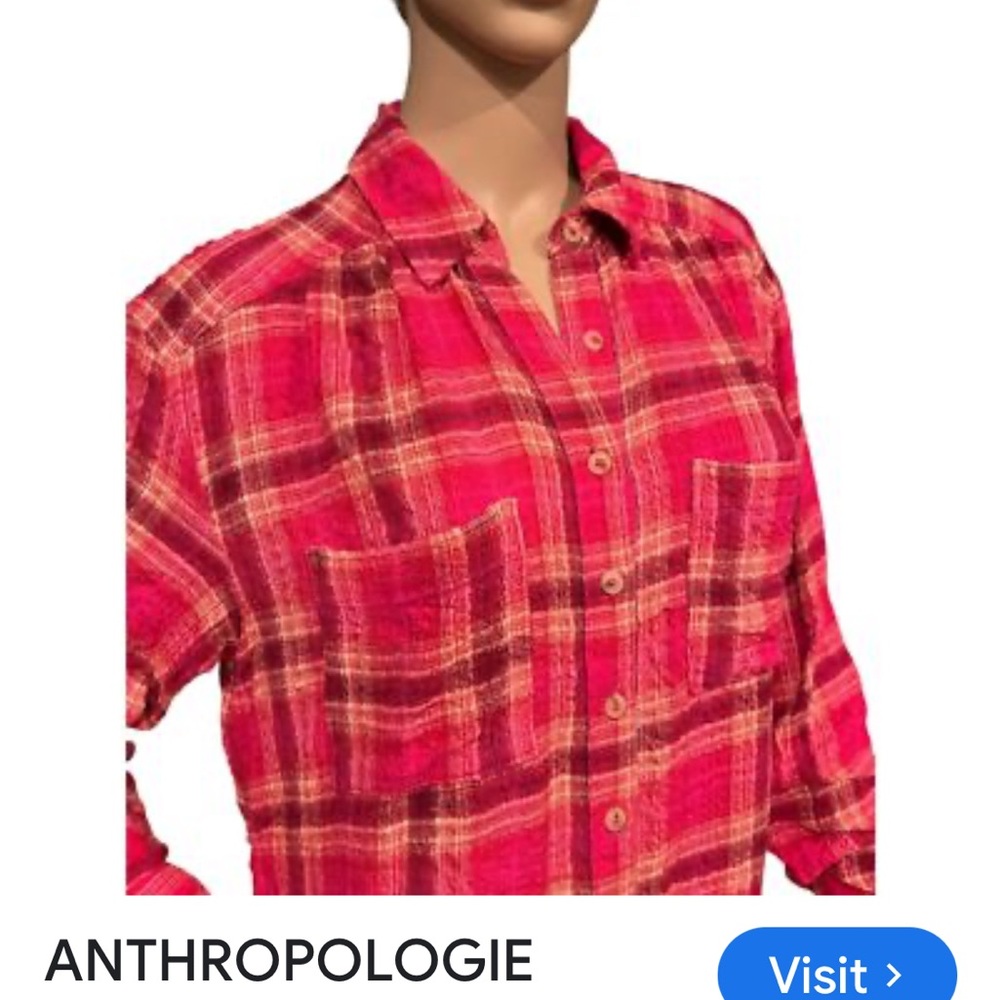 Anthropologie Red Plaid shirt/flannel